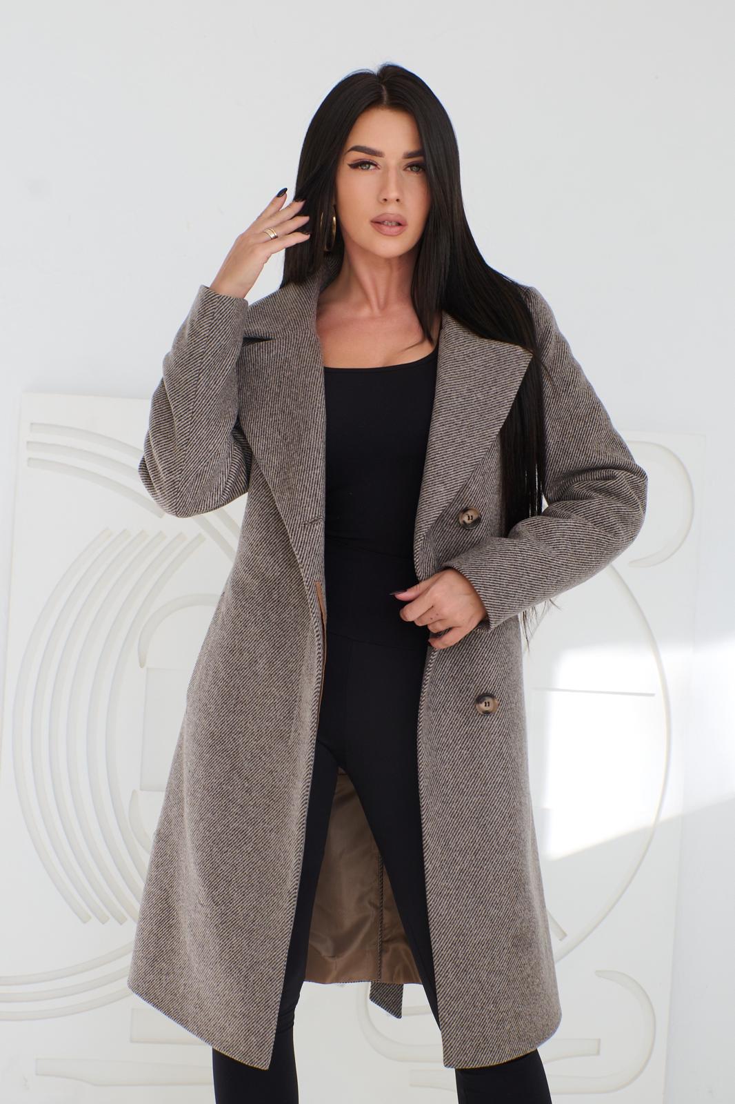 Płaszcz wełniany Sofia - brązowy beż